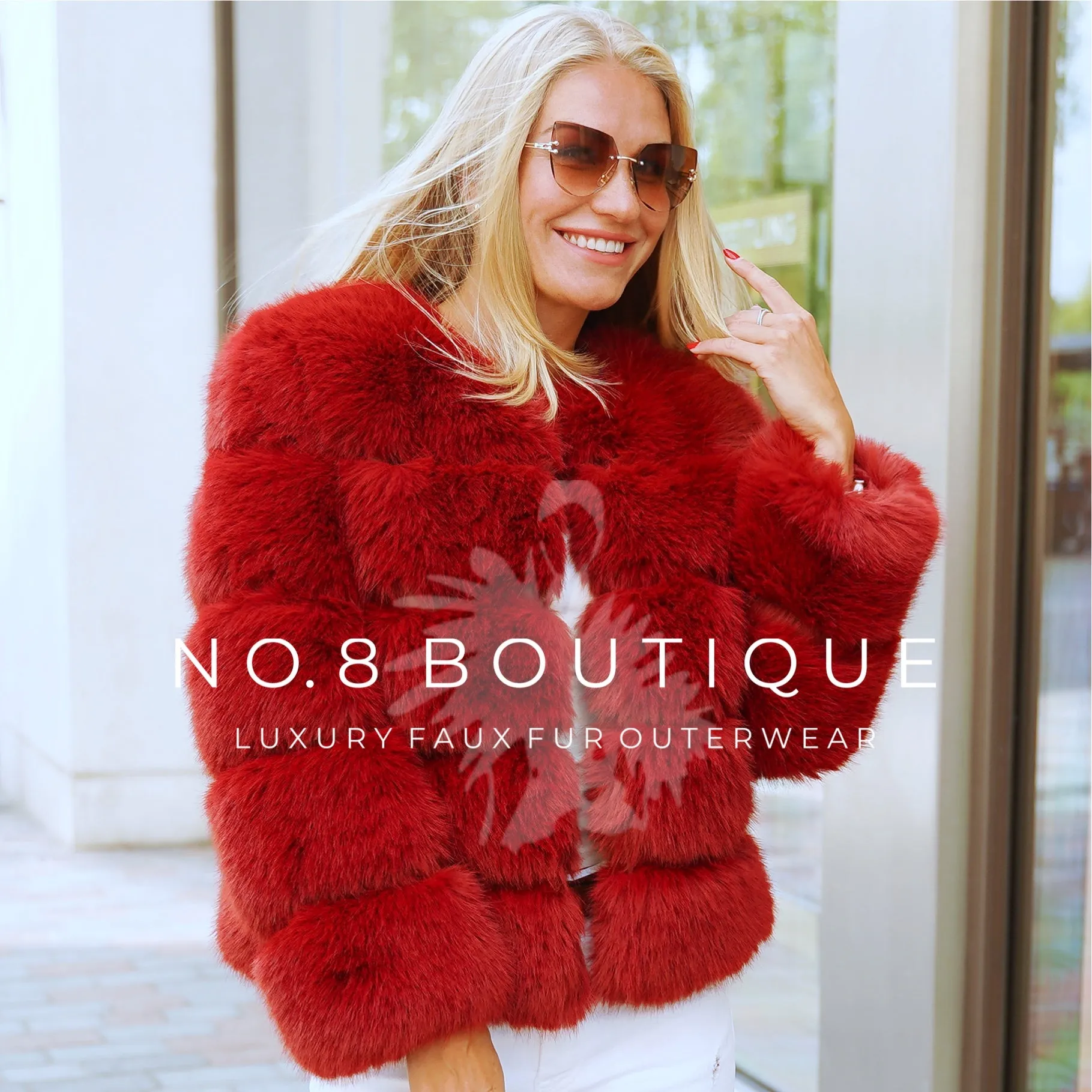 Wine Red Faux Fur Classic 5 Row Jacket