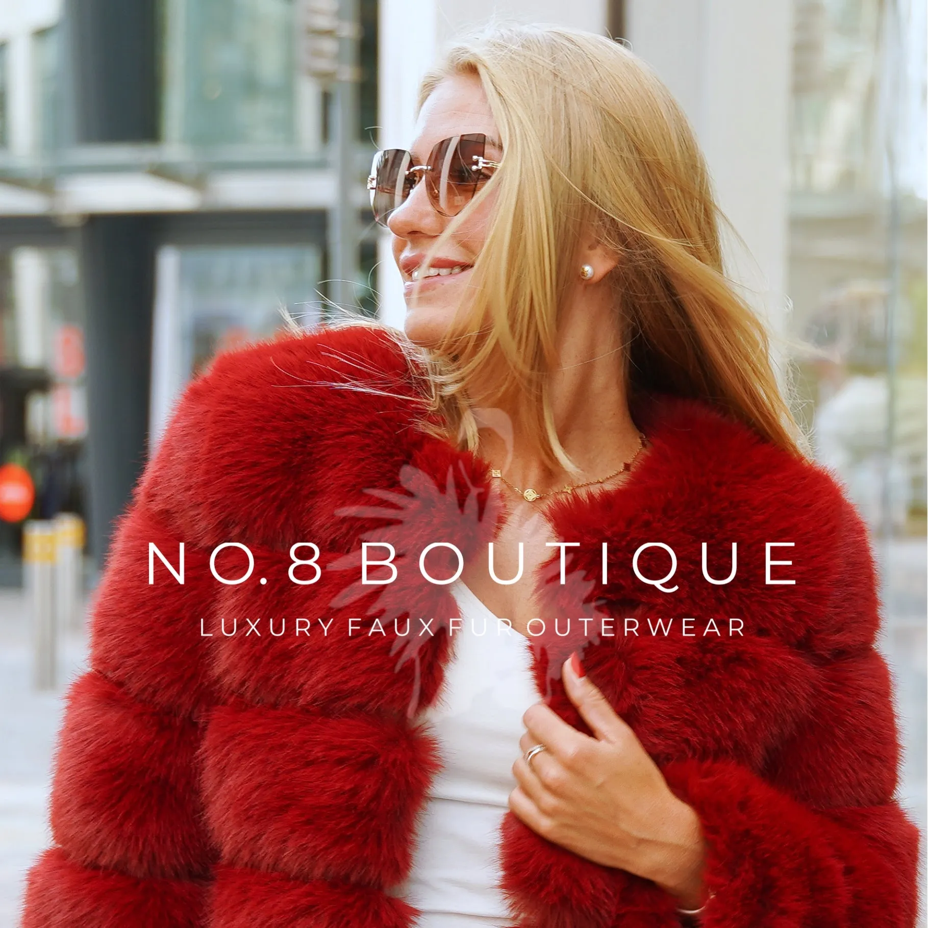 Wine Red Faux Fur Classic 5 Row Jacket