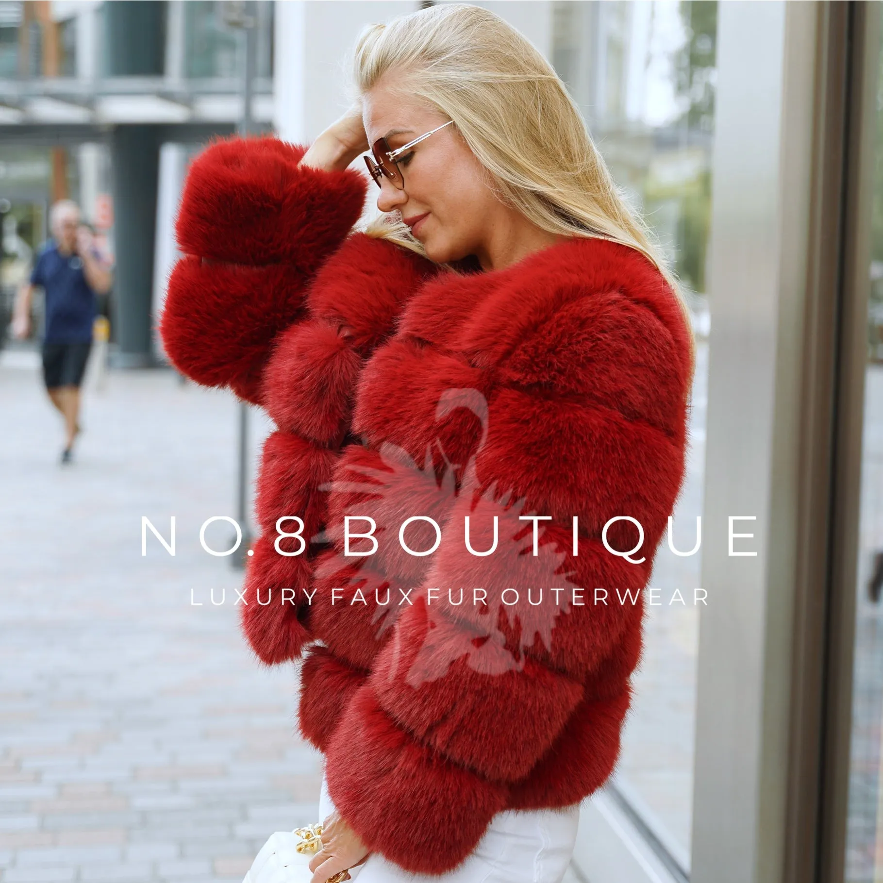 Wine Red Faux Fur Classic 5 Row Jacket