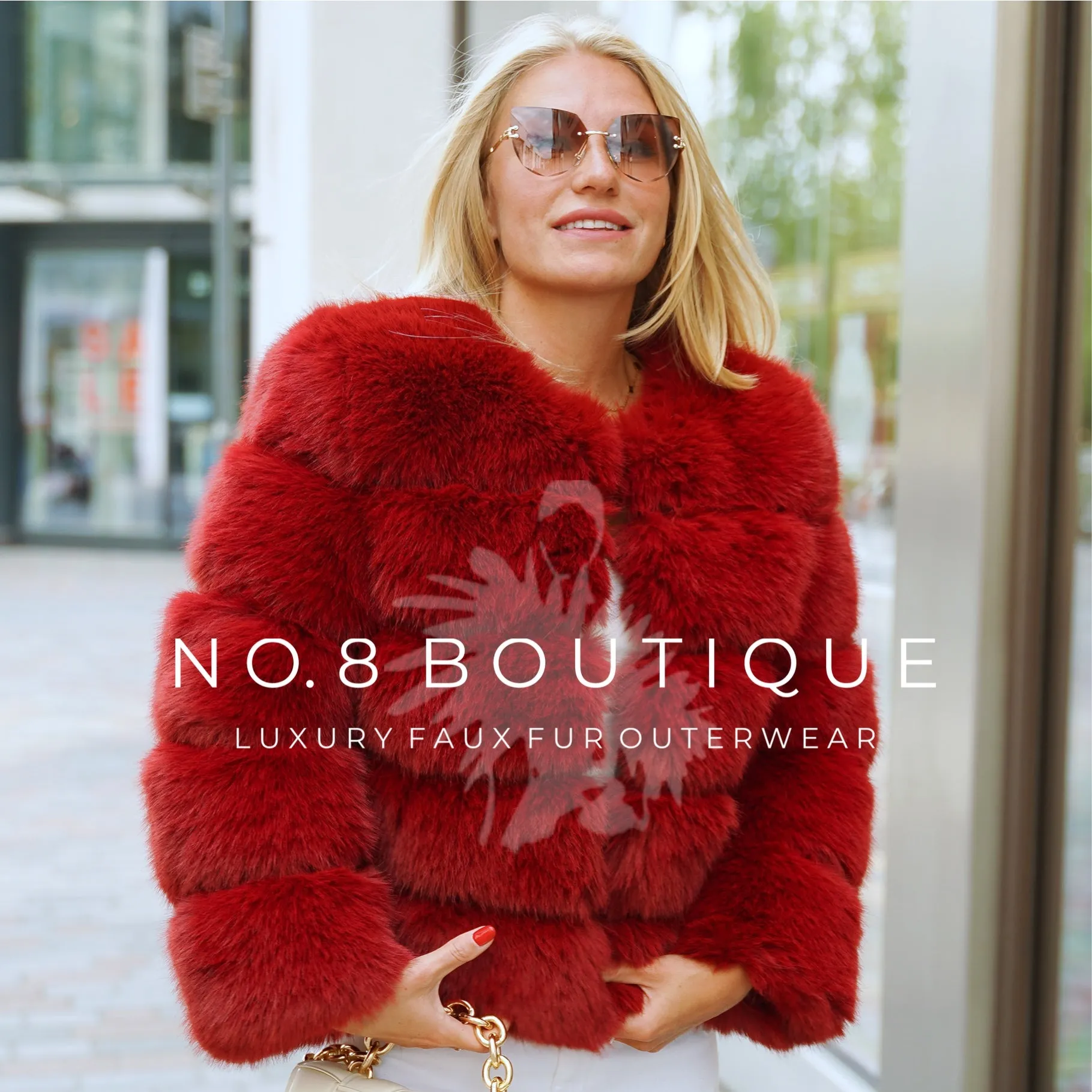 Wine Red Faux Fur Classic 5 Row Jacket