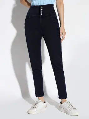 Women Navy Blue Straight Fit Jeans