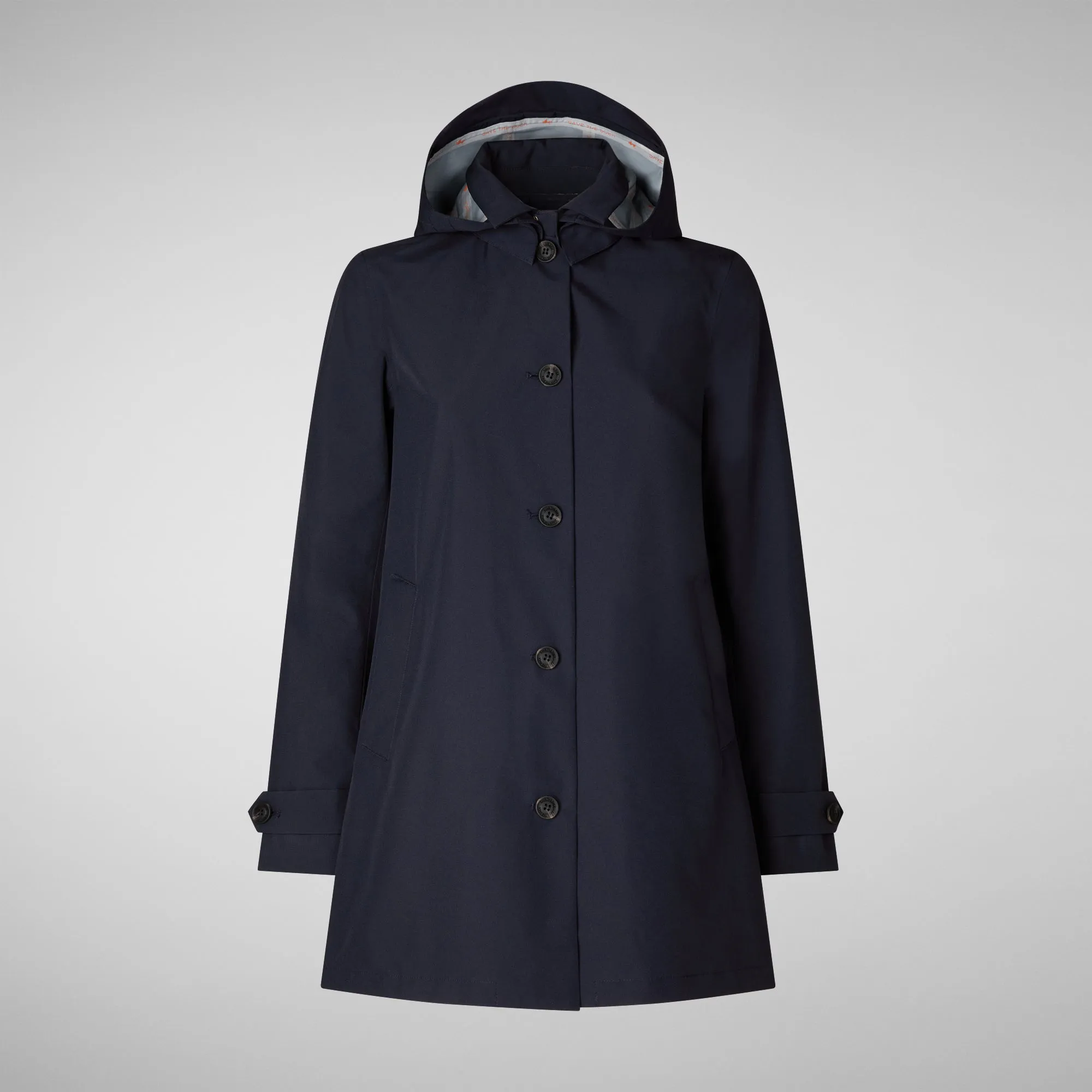 Women's April Hooded Raincoat in Blue Black