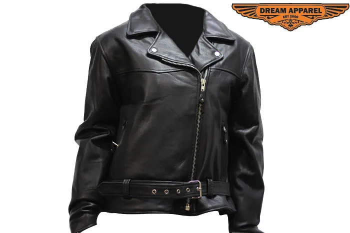 Womens Naked Cowhide Motorcycle Jacket