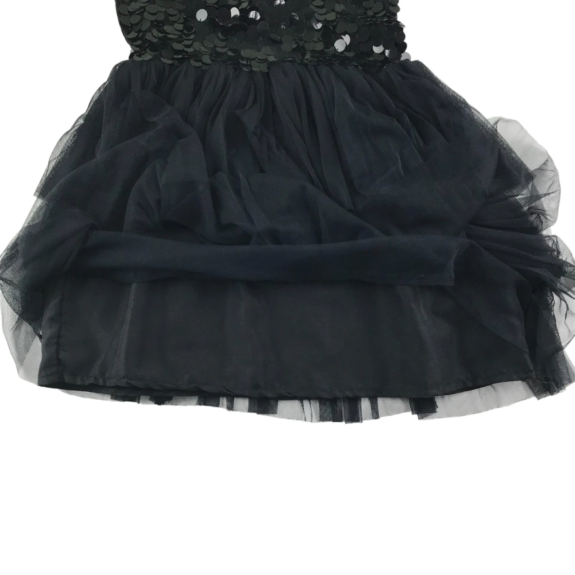 YD dress 12-13 years black sequin top and mesh layered skirt