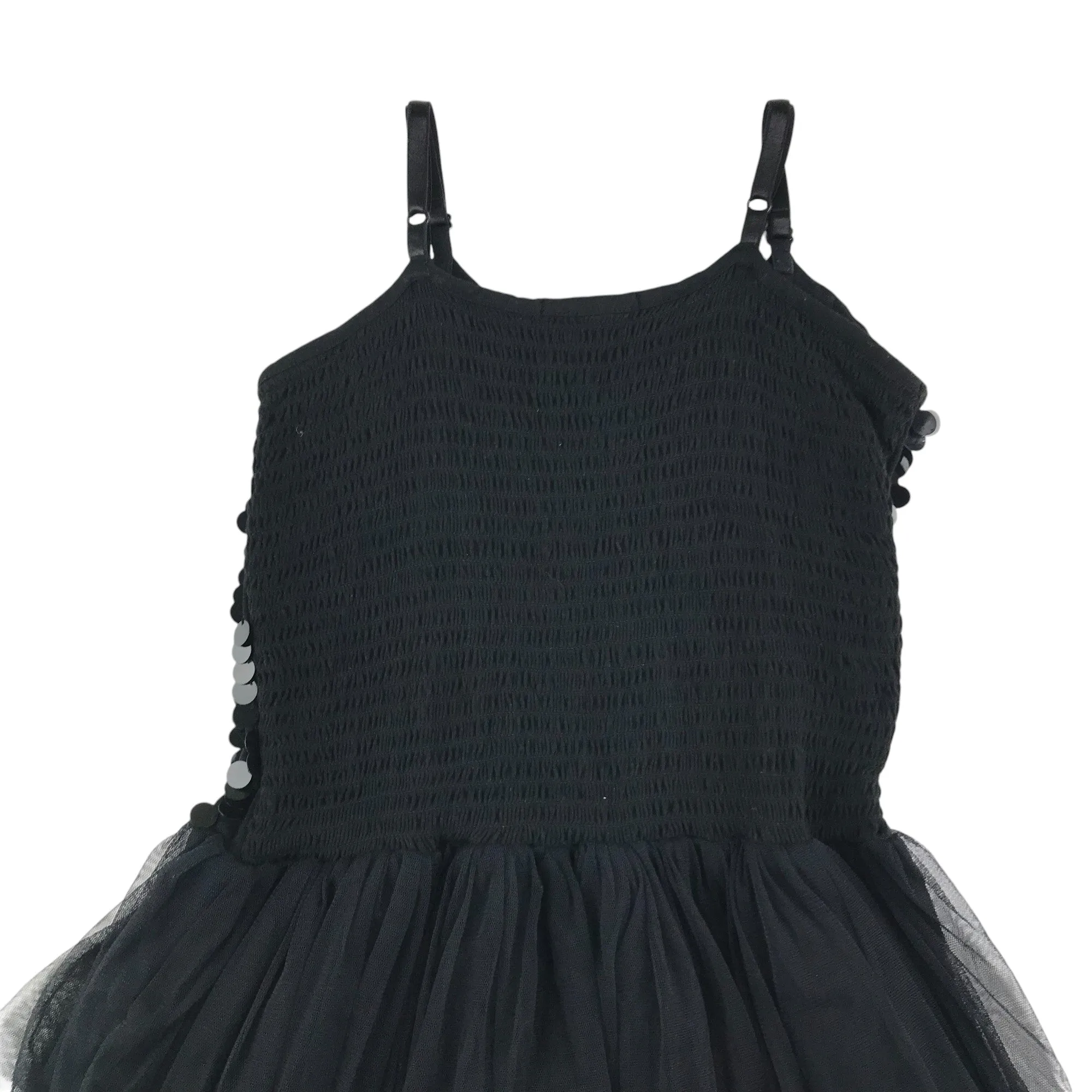 YD dress 12-13 years black sequin top and mesh layered skirt