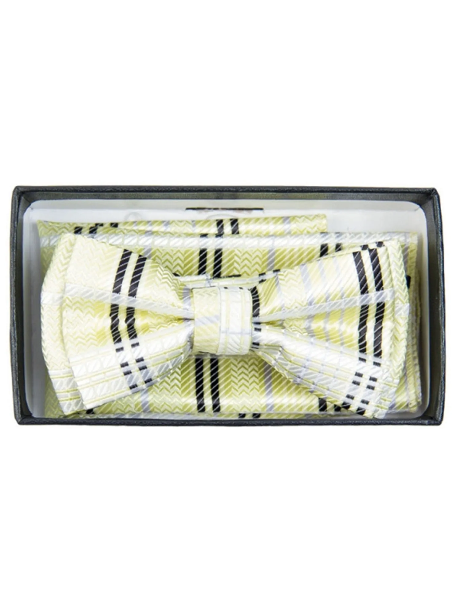 Young Boy's Fancy Pre-tied Adjustable Band Bow Tie With Hanky