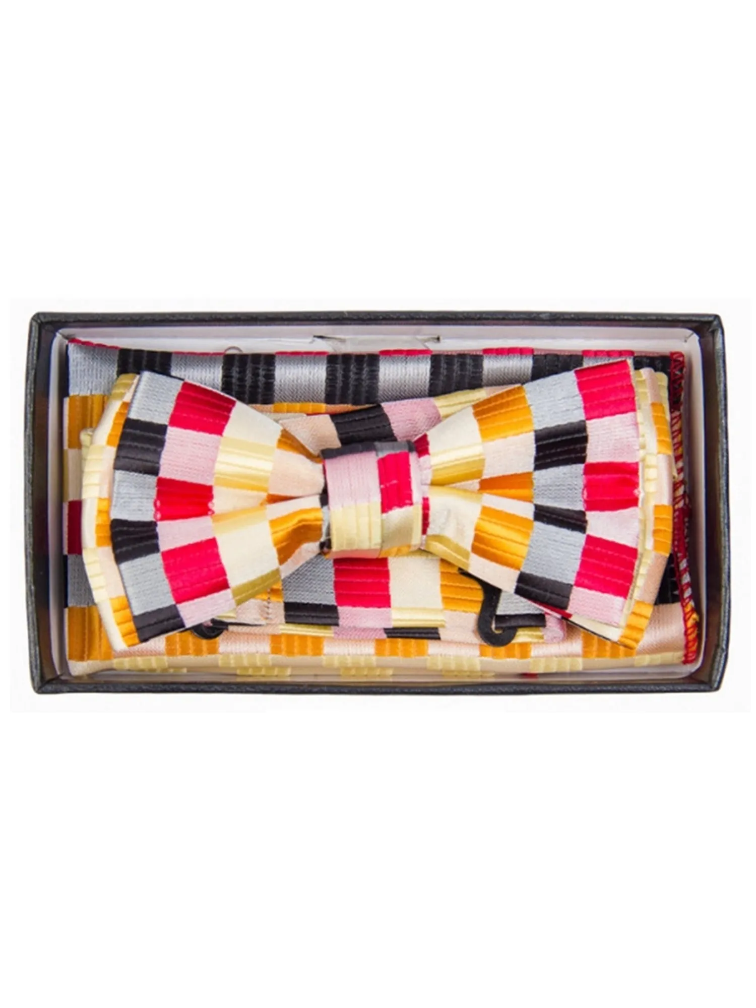 Young Boy's Fancy Pre-tied Adjustable Band Bow Tie With Hanky