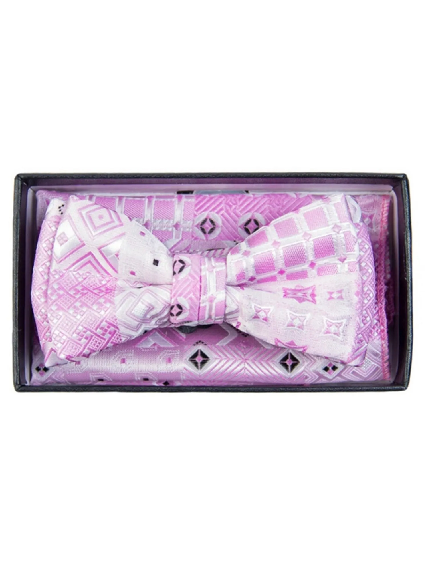 Young Boy's Fancy Pre-tied Adjustable Band Bow Tie With Hanky